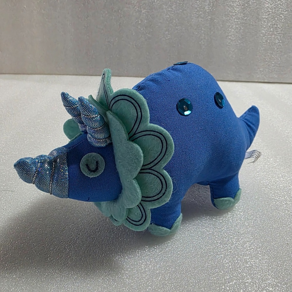 Target Triceratops Dinosaur Blue & Green Felt Plush Glitter Nose Sequins 2018 9"